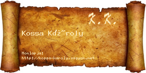 Kossa Károly névjegykártya